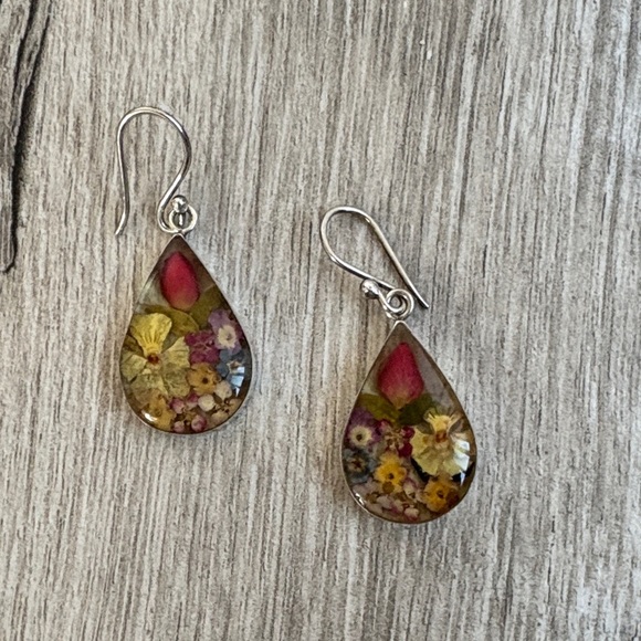 Jewelry - 3/$30! Floral Flower Teardrop Earrings Sterling Silver